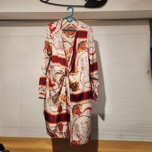 Stylish Red and White Patterned Dress